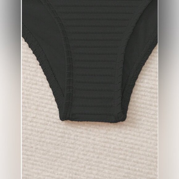 COPY - Ribbed Texture Detail Thin Strap Cami Tankini Set - Picture 5 of 8